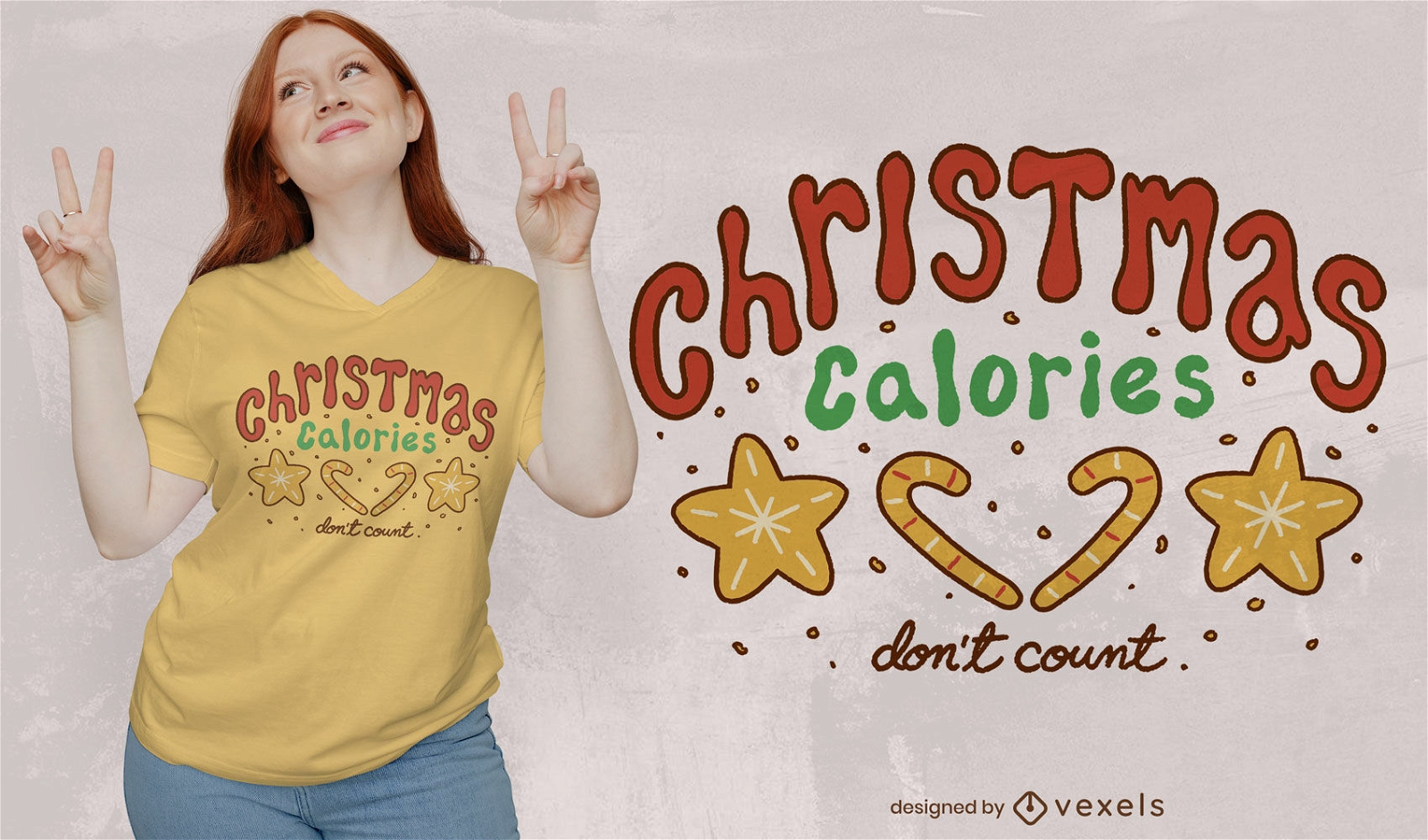 Design de camisetas com calorias de natal