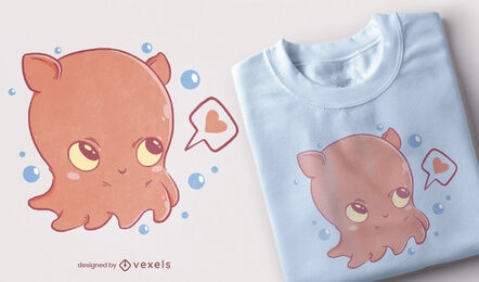 Diseño de camiseta kawaii flap jack octopus