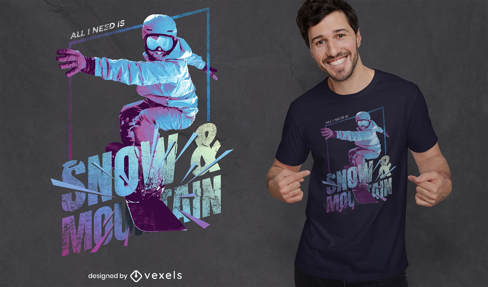 Snowboarding sport athlete t-shirt psd