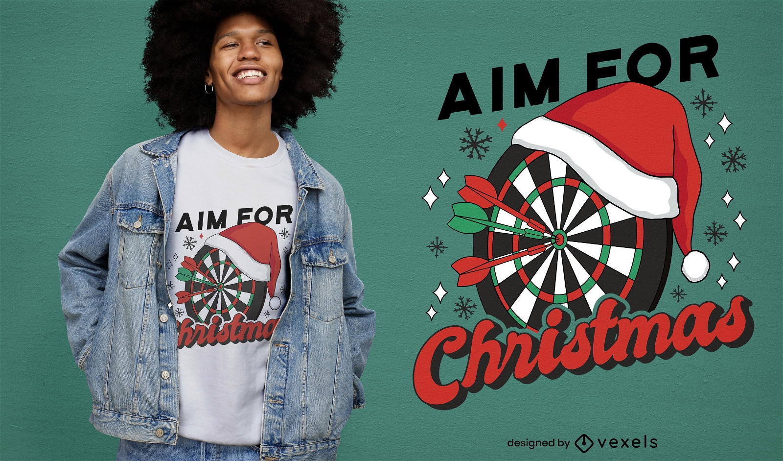 Weihnachts-Dartboard-Urlaubs-T-Shirt-Design