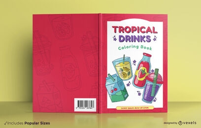 Diseño de portada de libro de bebidas de jugo tropical.