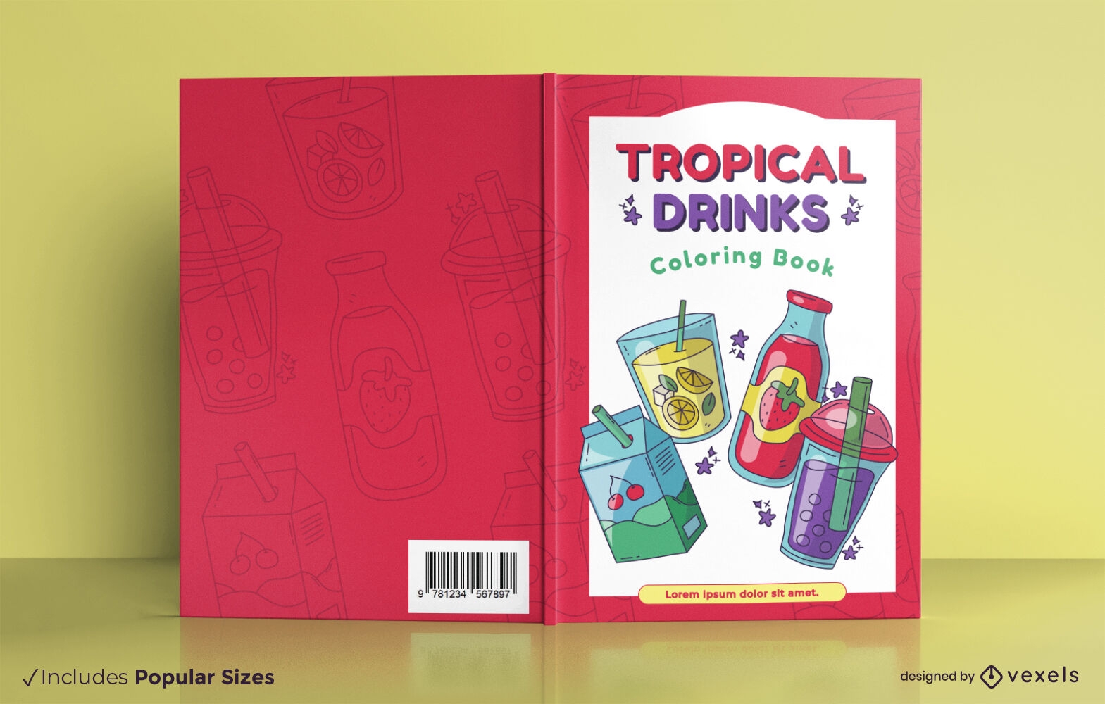 Dise?o de portada de libro de bebidas de jugo tropical.