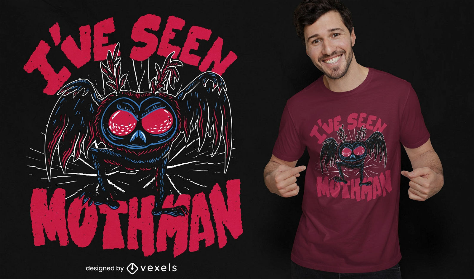 Diseño de camiseta espeluznante monstruo Mothman