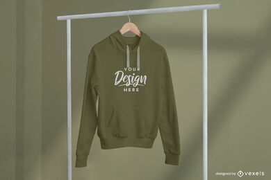 Hoodie on hanger and clothes rack mockup