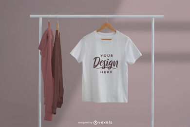 Multiple T-Shirt Mockup Stack With Hangers