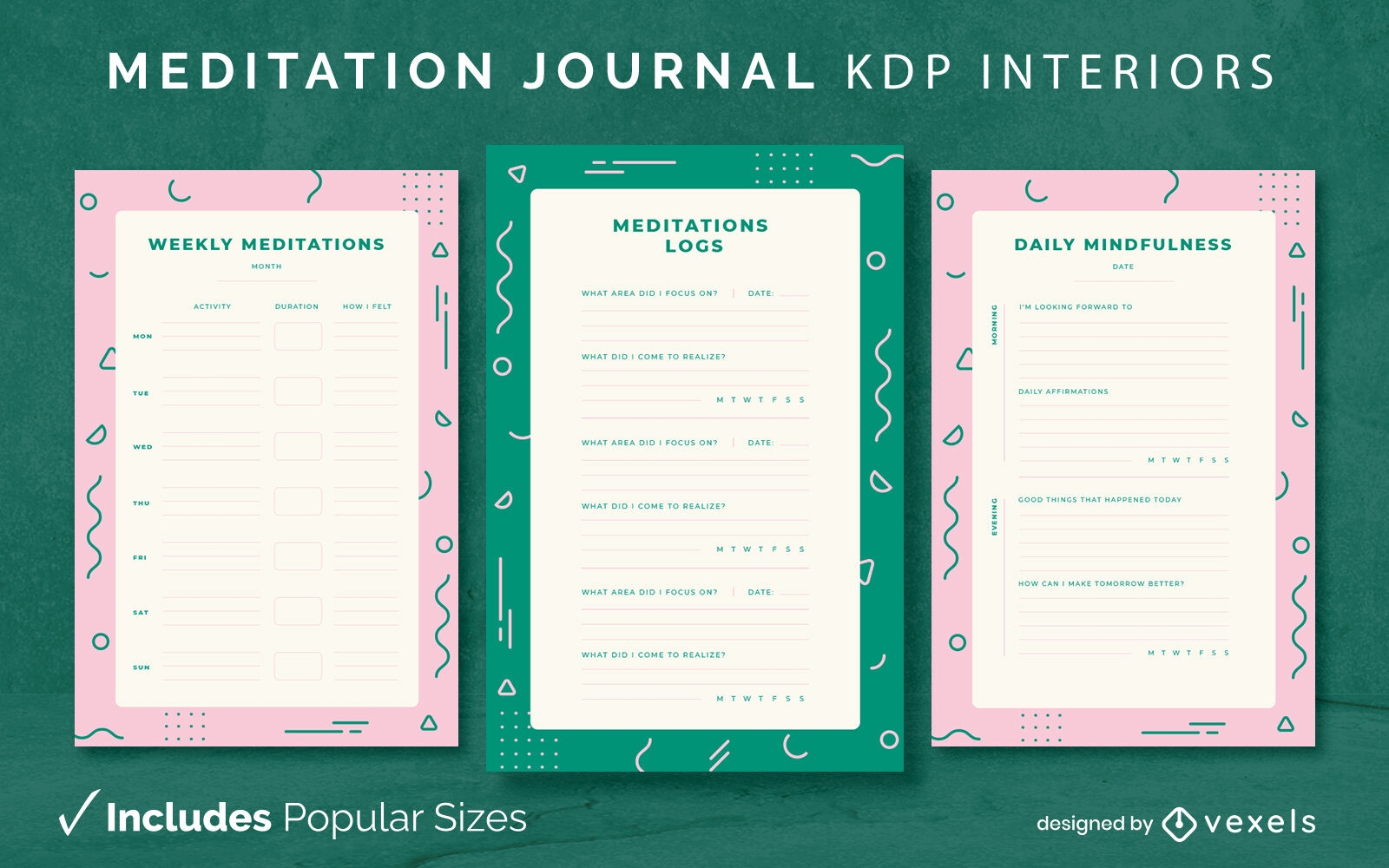 Plantilla de diseño de diario de diario de meditación KDP