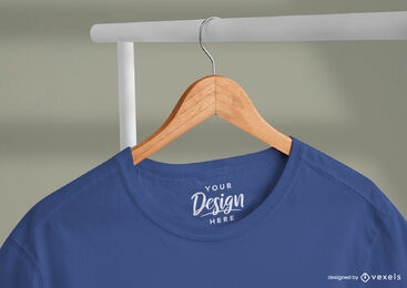 Clothes in hanger t-shirt mockup