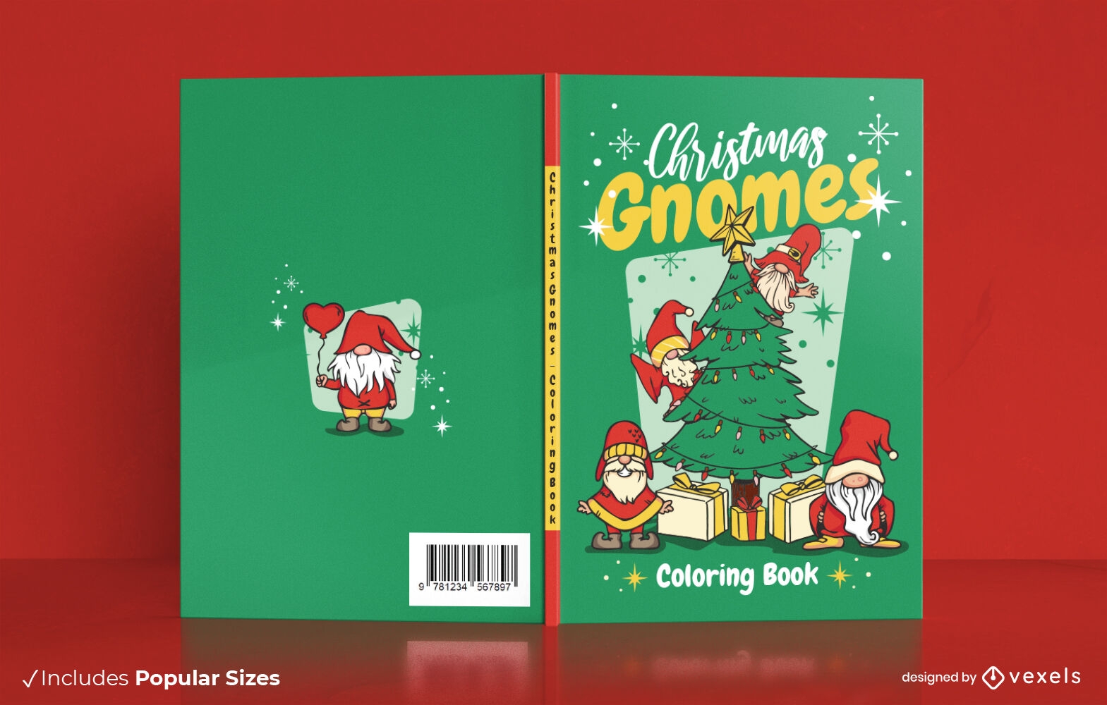 Christmas gnomes coloring book cover design