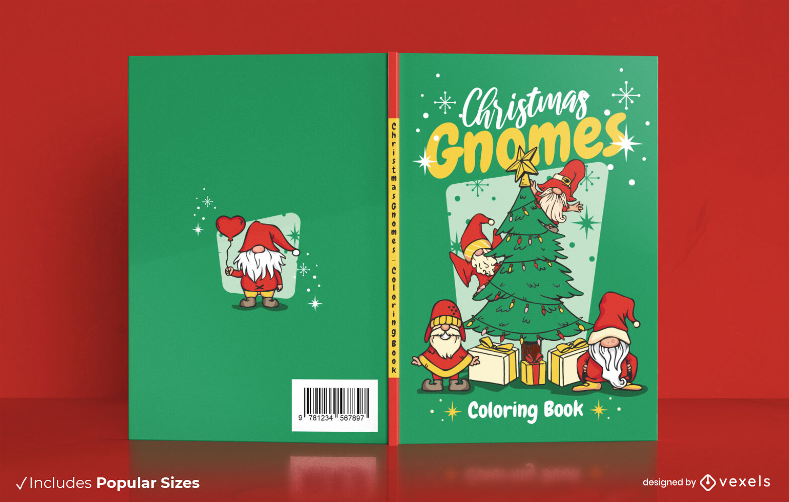 Gnomos navideños para colorear diseño de portada de libro