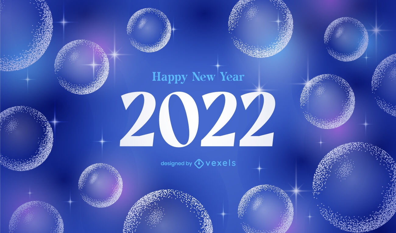 Design de fundo de ano novo com bolhas brilhantes