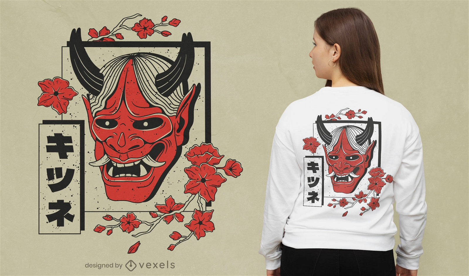 Design de camiseta do demônio japonês