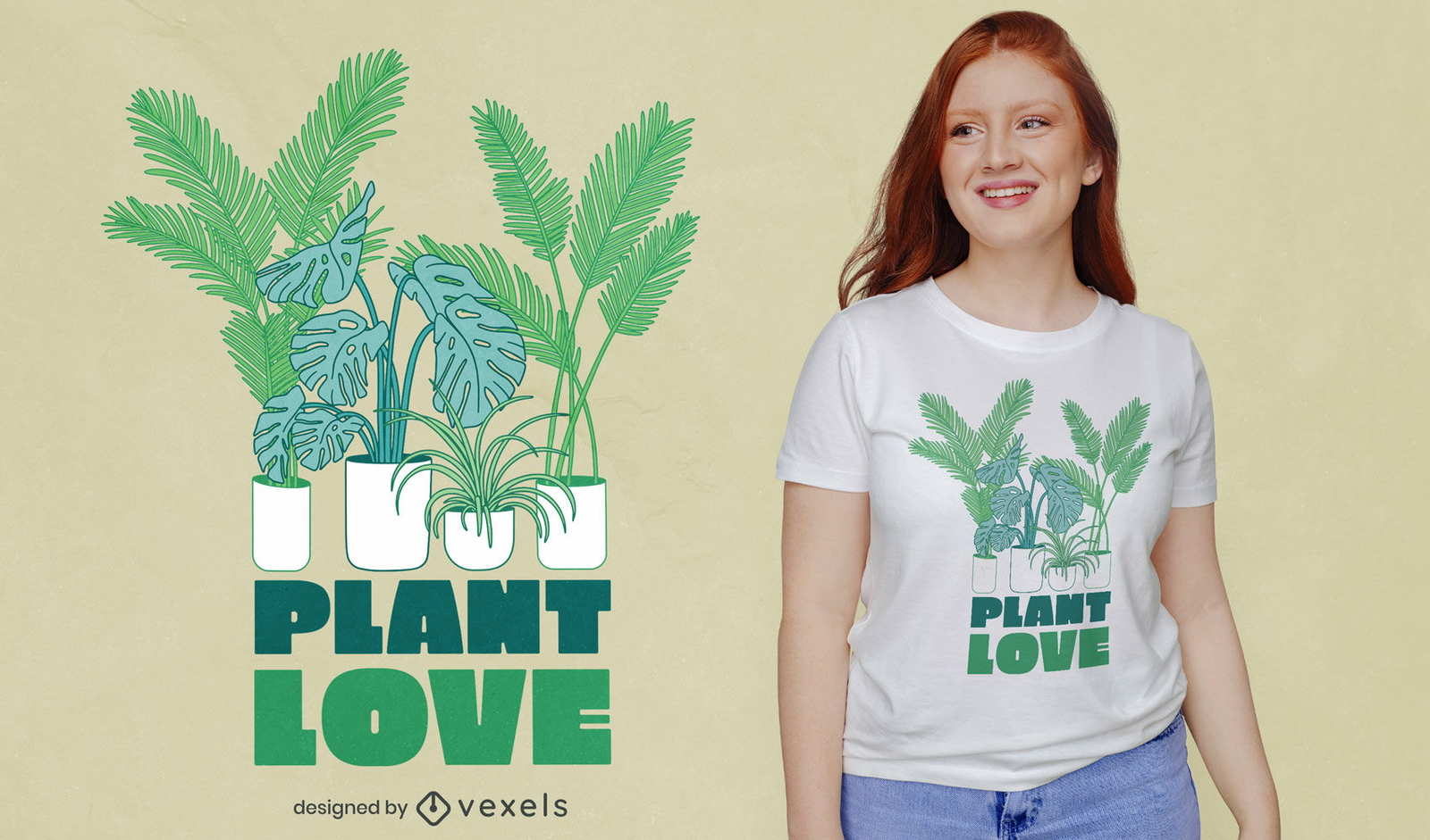 Diseño de camiseta de amor de plantas