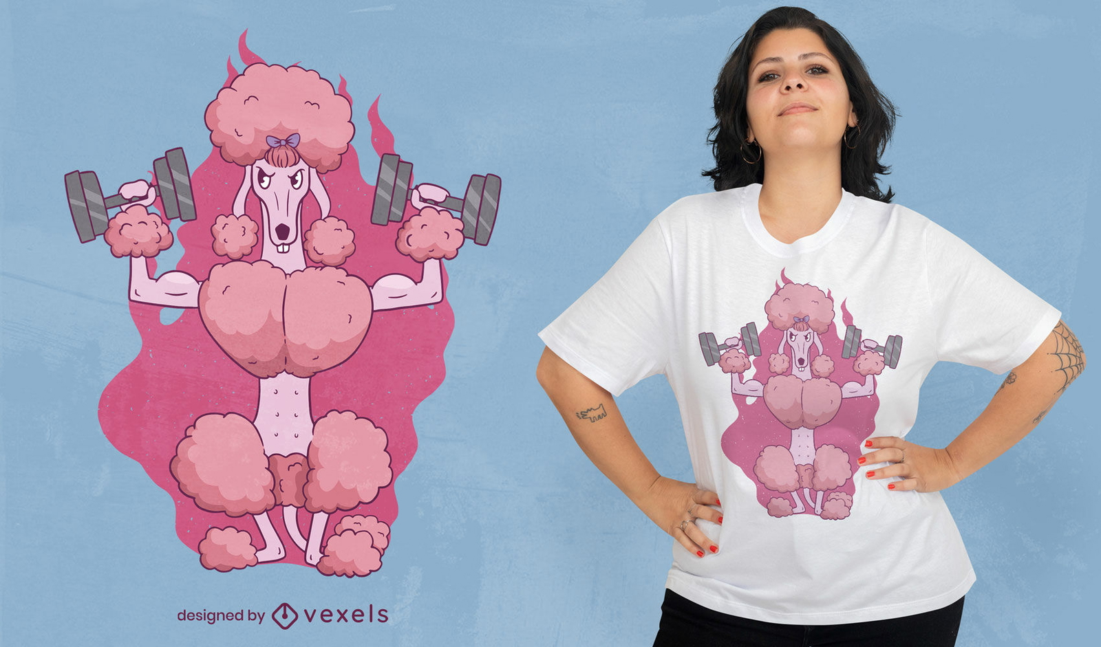 Design de t-shirt de cão poodle fitness