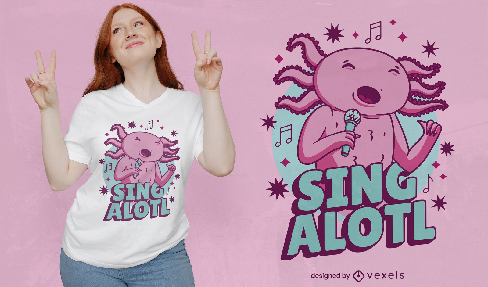 Design de t-shirt axolotl de citação engraçada de música