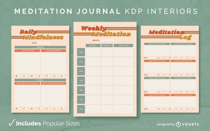 Designvorlage für ein Meditationsjournal KDP