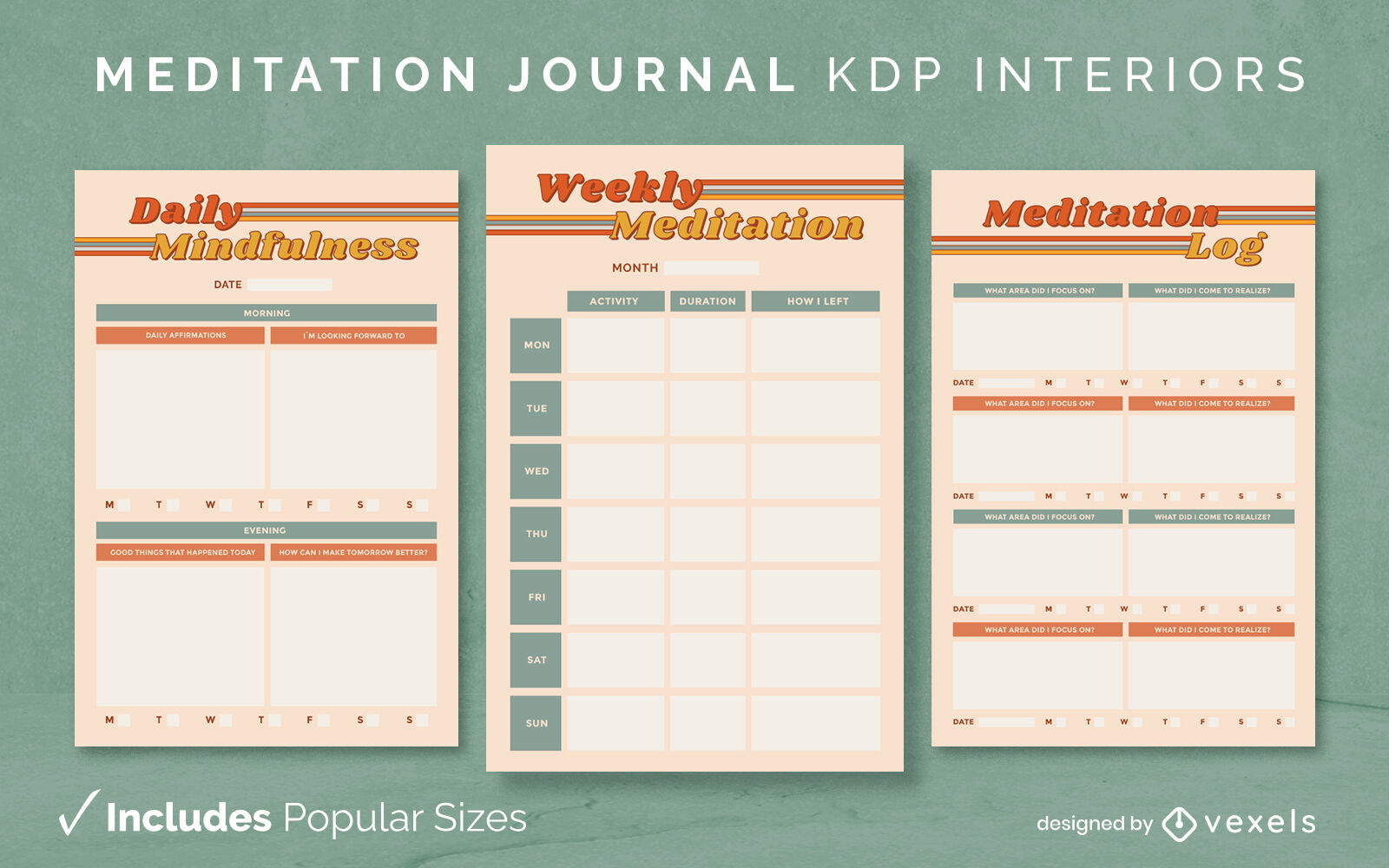 Designvorlage für ein Meditationsjournal KDP