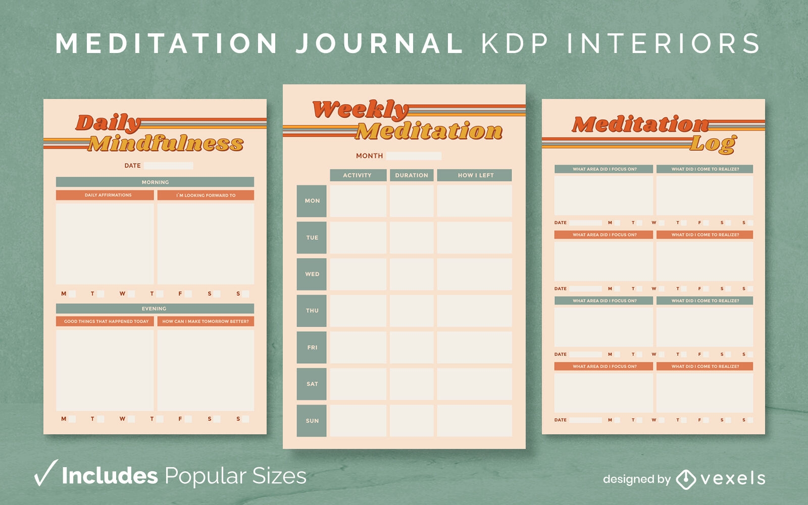 Meditation journal design template KDP