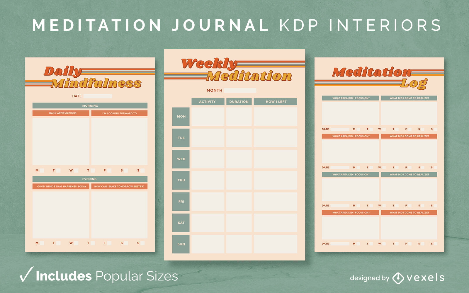 Modelo de design de diário de meditação KDP