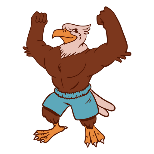 Águila de dibujos animados fuerte Diseño PNG