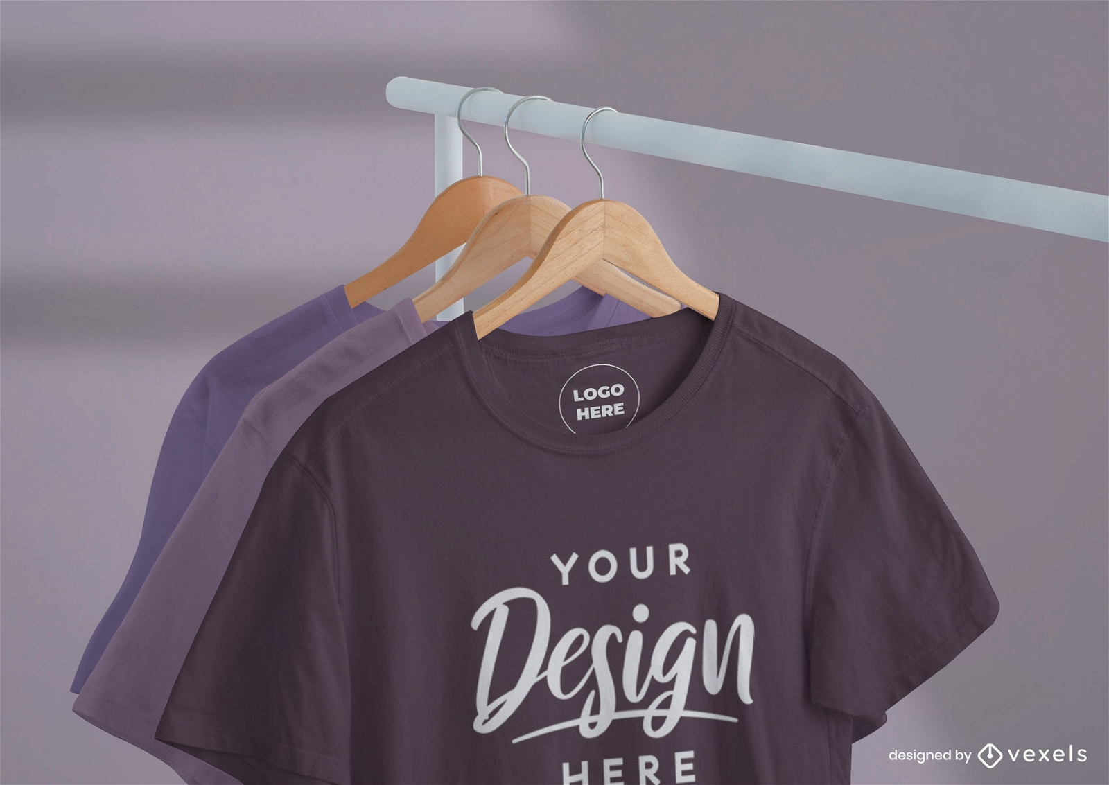 T-shirt close up in clothes hanger mockup
