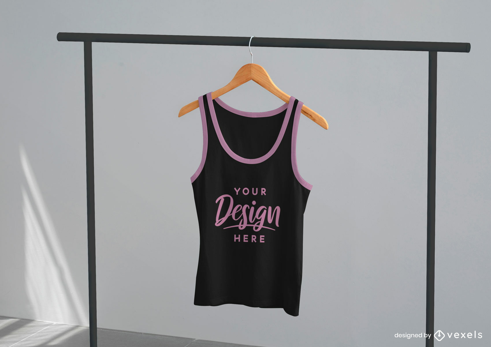 Tank top in clothes hanger t-shirt mockup