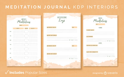 Plantilla de diario de meditación KDP diseño de interiores