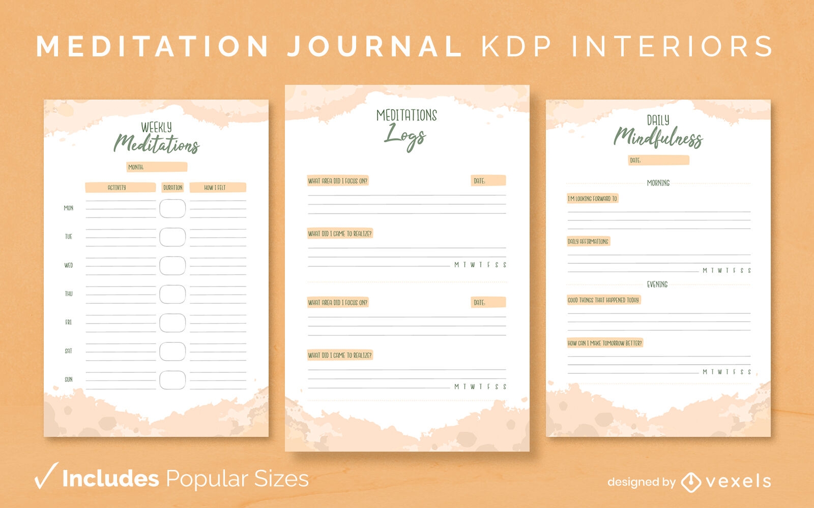 Meditation journal template KDP interior design