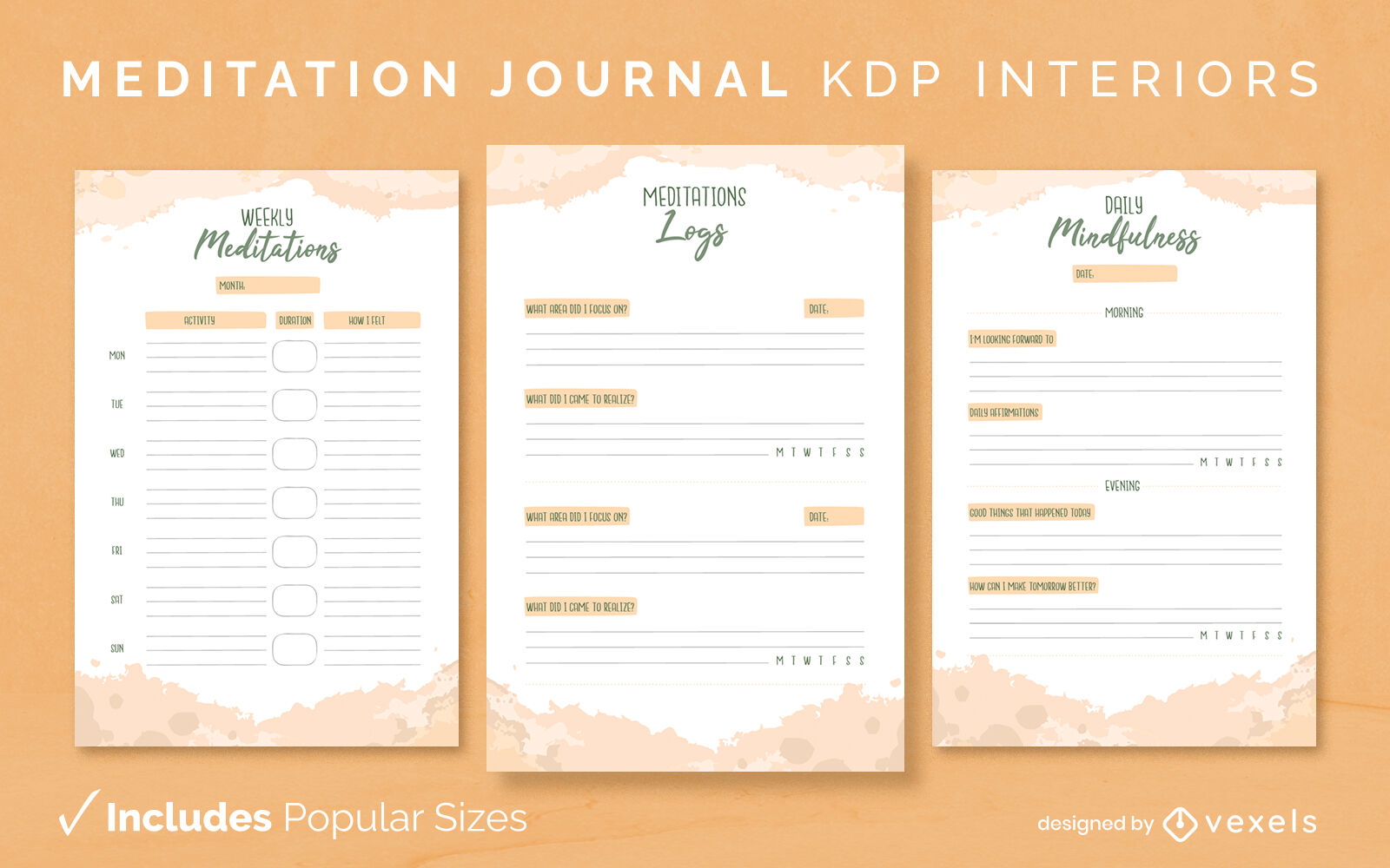 Meditation journal template KDP interior design