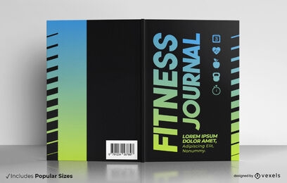 Diseño de portada de libro degradado de diario de fitness
