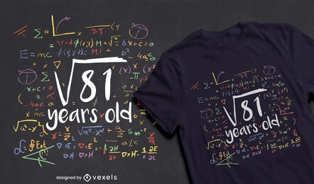 Design de t-shirt de aniversário de 9 anos para matemática