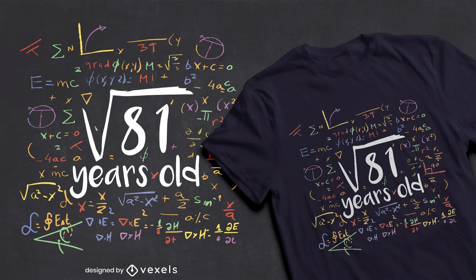 Design de t-shirt de aniversário de 9 anos para matemática