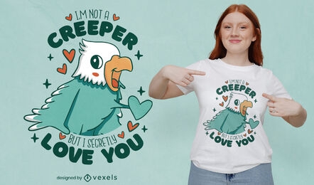 Diseño de camiseta de dibujos animados pájaro animal enamorado