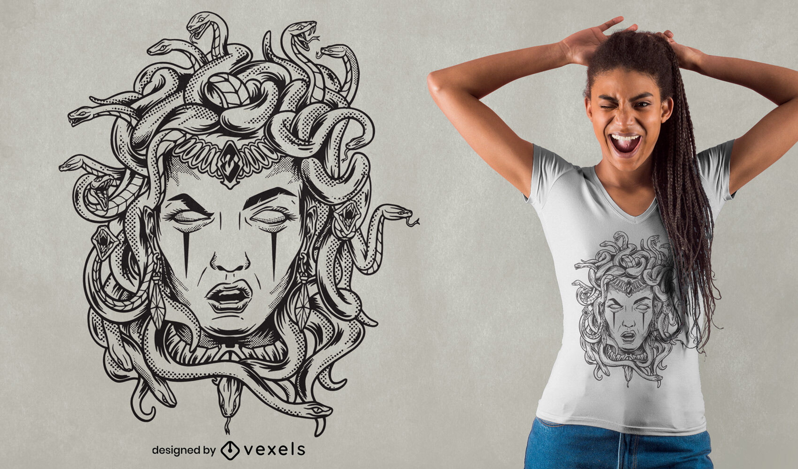 Design de t-shirt desenhada ? m?o da Medusa