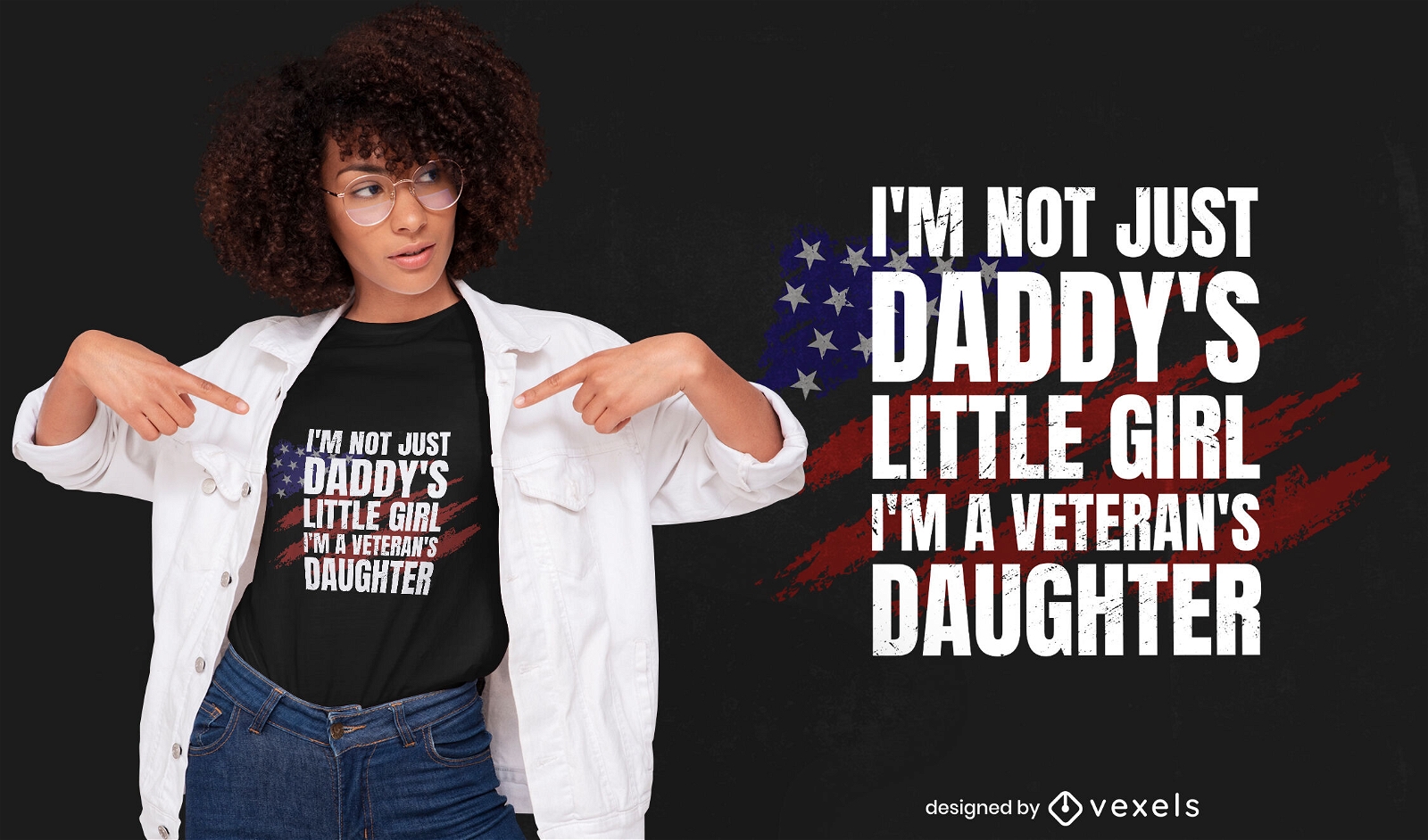 Design de camiseta da filha do veterano