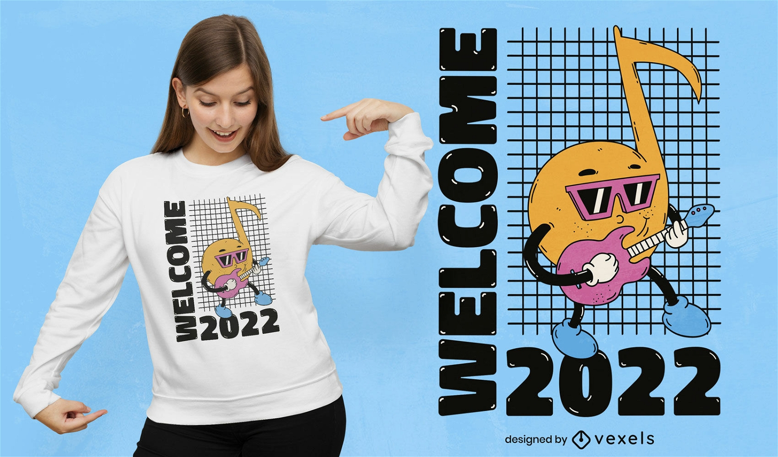 Diseño de camiseta de bienvenida año nuevo 2022.