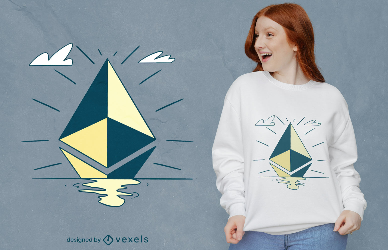 Desenho geométrico de camiseta com o pôr do sol