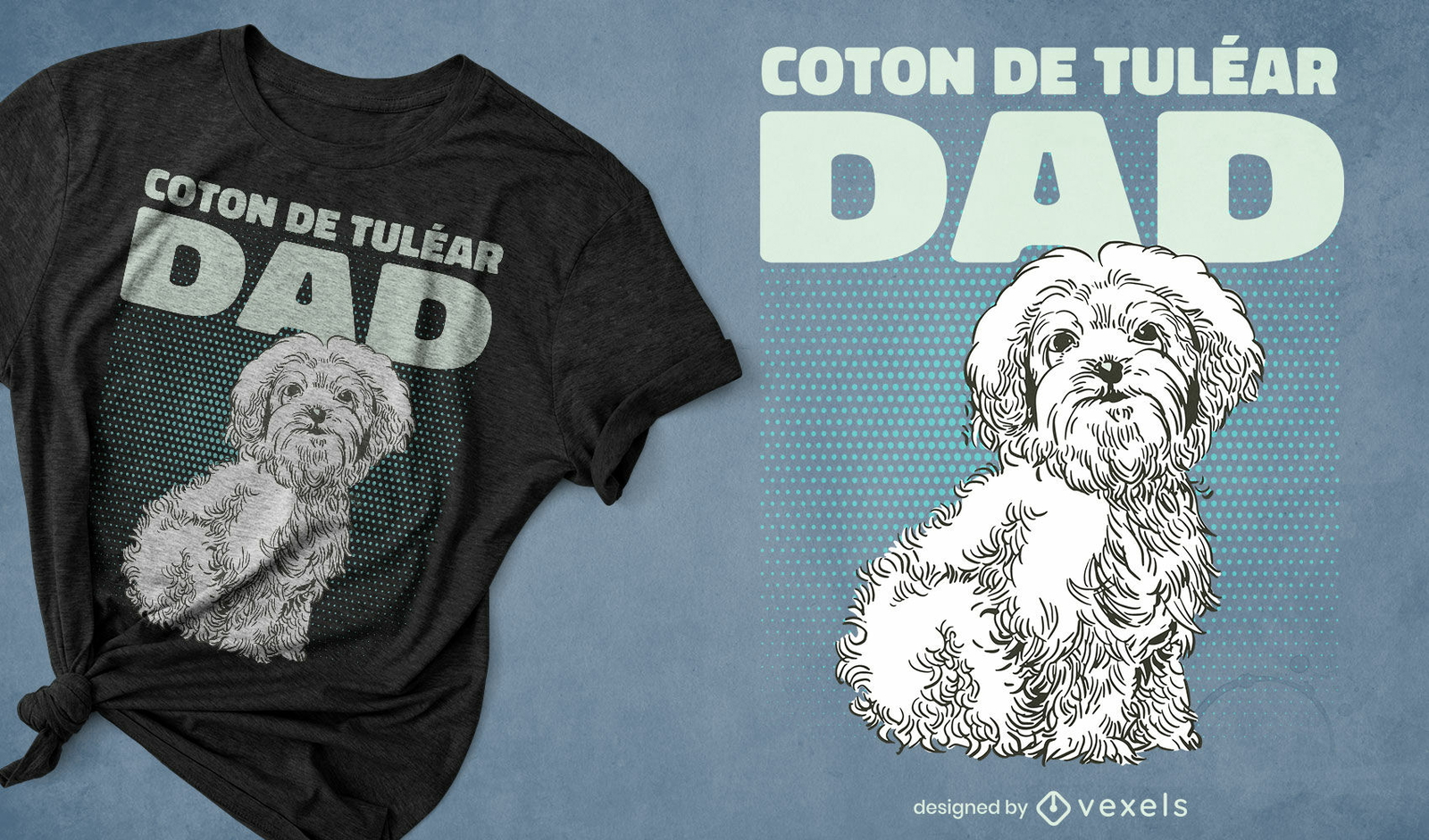 Design de t-shirt com citação de cão de algodão Tulear