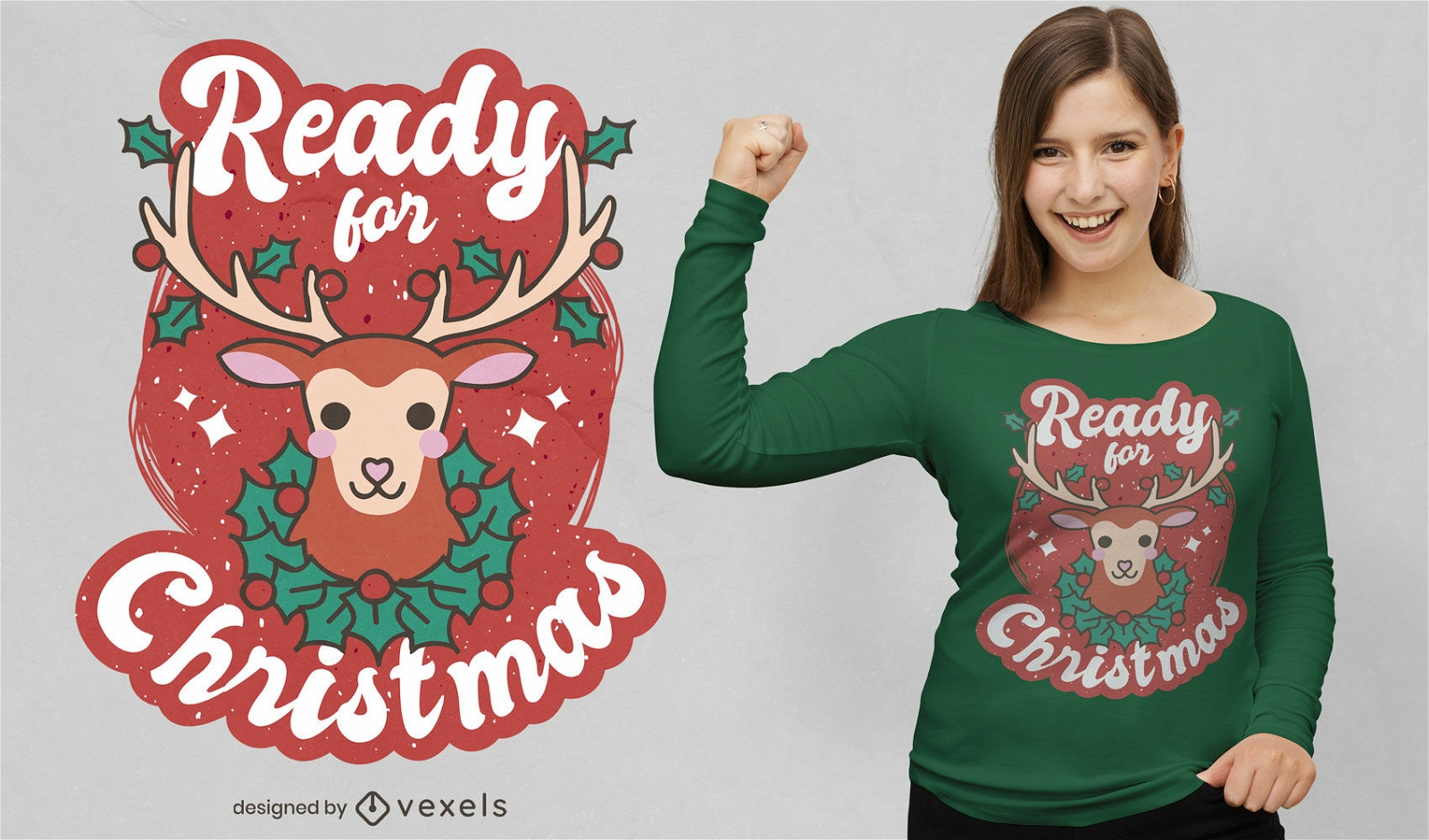 Bereit f?r das weihnachtliche Hirsch-T-Shirt-Design