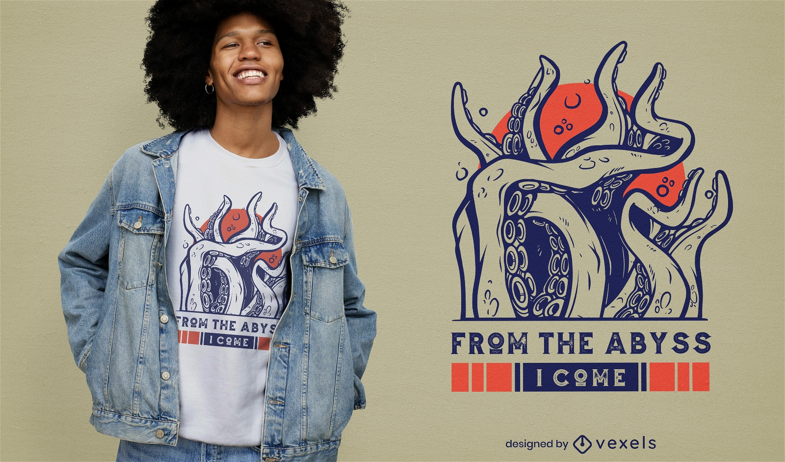 Design de t-shirt com tentáculo de animal marinho polvo