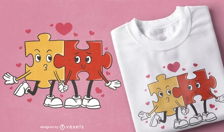 Puzzle Liebe Cartoon T-Shirt Design