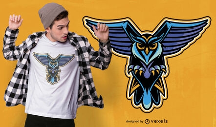 Design de t-shirt de coruja selvagem