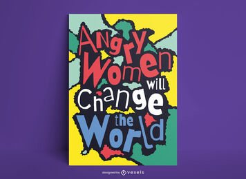 Plantilla de cartel colorido de cita feminista de mujer