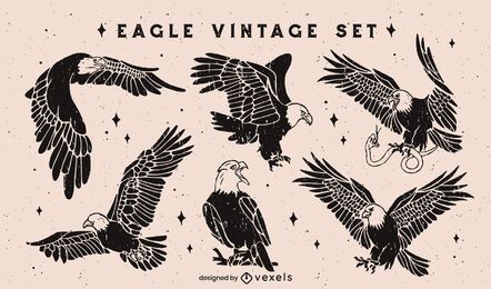 Eagle bird wild animals cut out set
