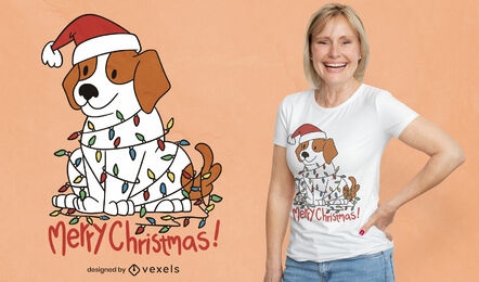 Diseño de camiseta de perro beagle navideño