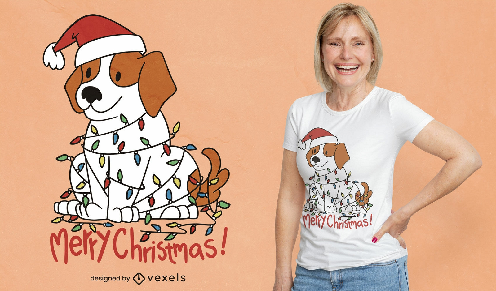 Design de t-shirt de cão beagle de Natal