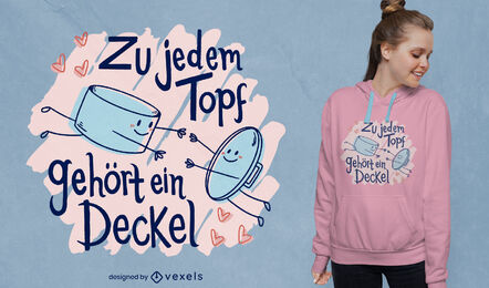 Cada pote tem um design de camiseta com a frase da tampa