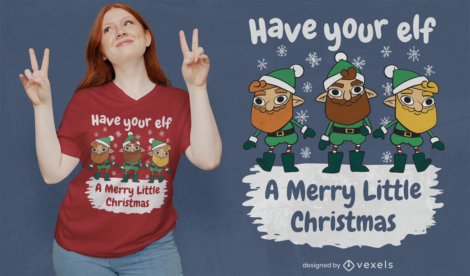 Design de t-shirt com citações de duendes de Natal feliz