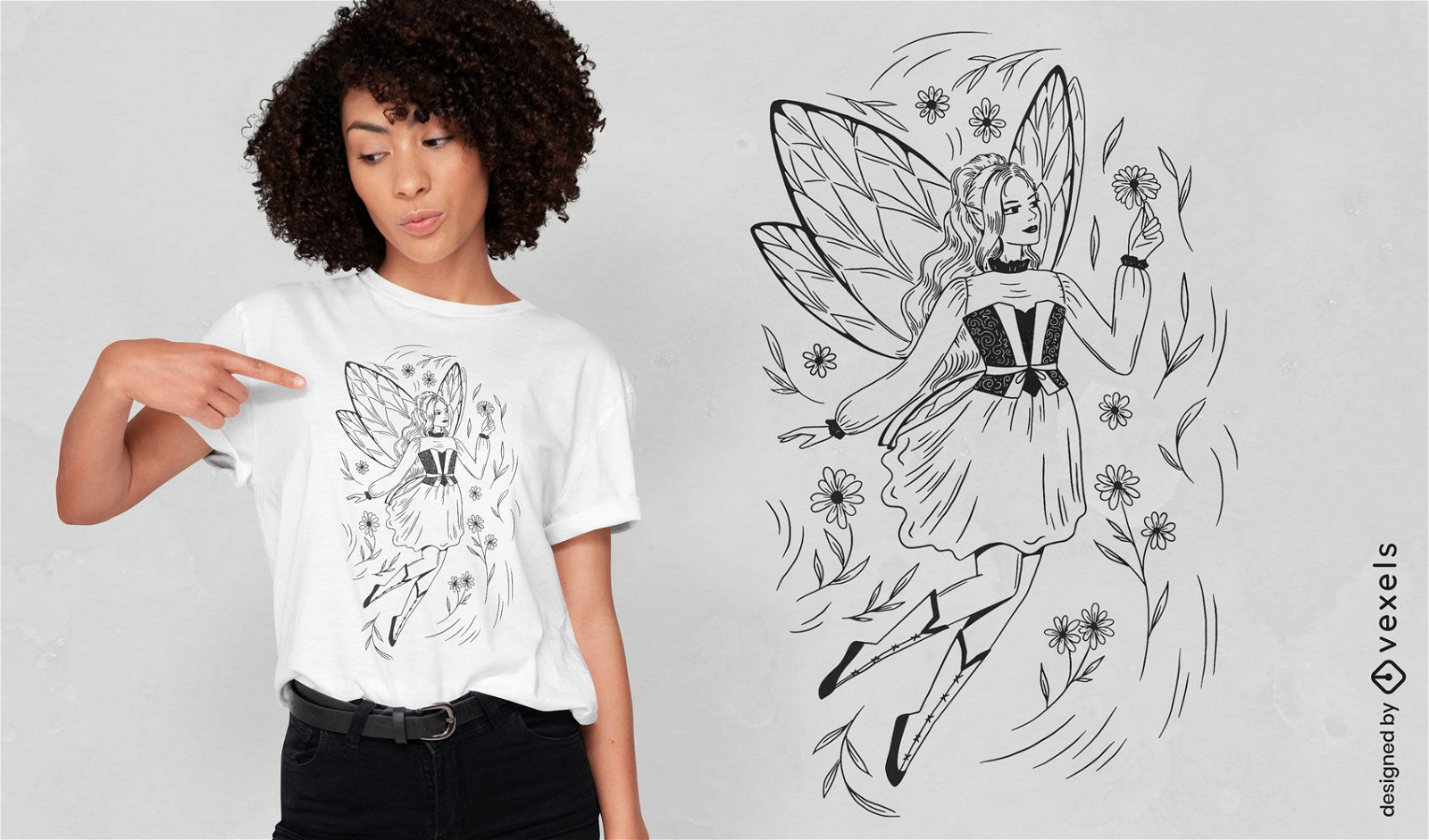 Hand drawn fairy t-shirt design