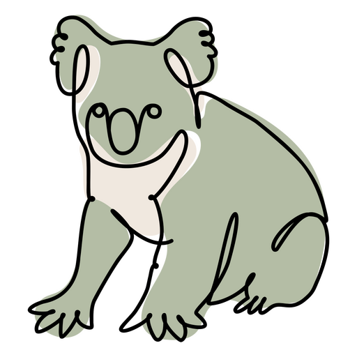 Color de línea continua Koala Diseño PNG