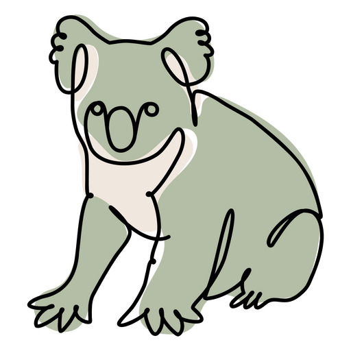 Koala continuous line color PNG Design